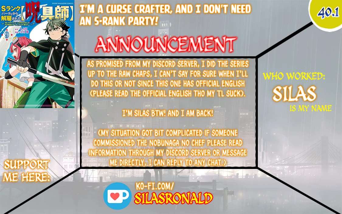 My S-Rank Party Fired Me for Being a Cursificer ~ I Can Only Make “Cursed Items”, but They’re Artifact Class! Chapter 40.1 page 0