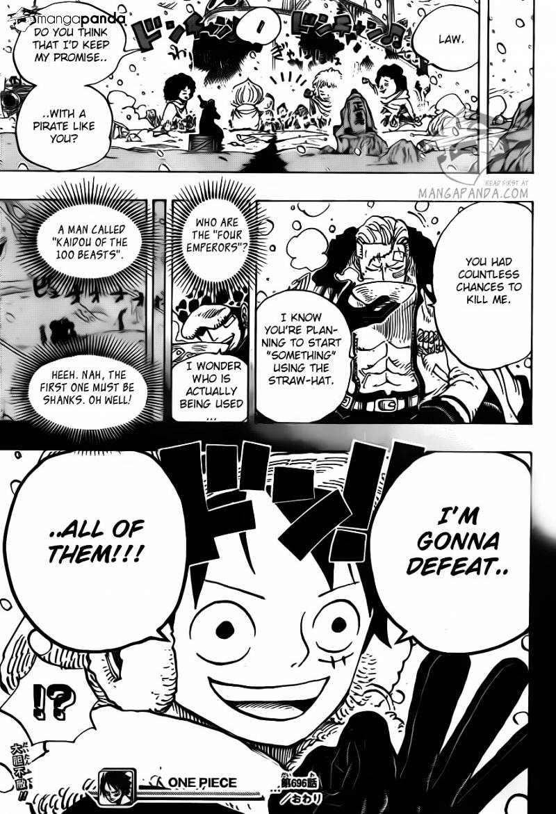 One Piece Chapter 696 : Matching Interests page 19